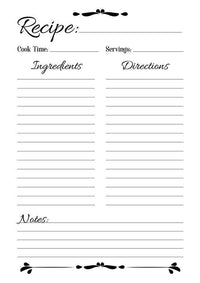 Recipe Sheet Printable - The Digital Download Shop