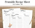Recipe Sheet Printable