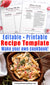 Recipe template editable printable with a beautiful pink and black theme! This editable cookbook template page is the perfect way to get your family's favorite recipes organized, or can be given as a thoughtful wedding gift! | make a cookbook, DIY cookbook, #recipeTemplate #printable #editable #cookbook #DigitalDownloadShop