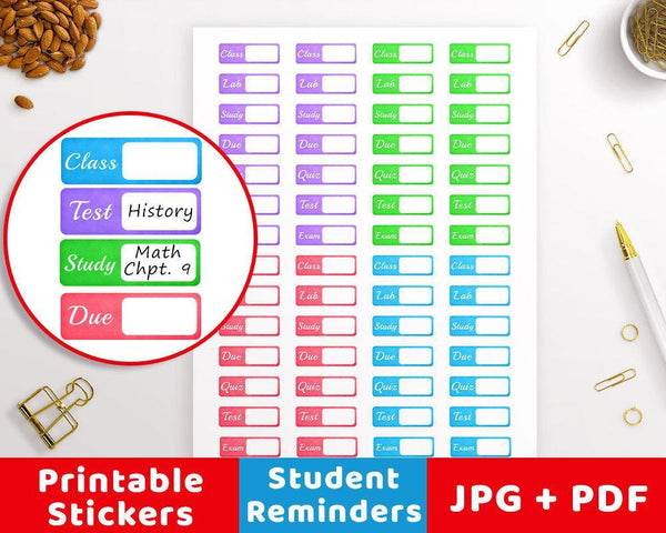 Tab Student Printable Planner Stickers - The Digital Download Shop