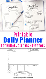 "Today's Plan" Daily Planner Printable- Undated daily schedule printable for bullet journals and other planners. Use this daily layout template printable to plan out your days with ease! | daily plan, bullet journal template, bujo inspiration, bullet journal page ideas, #bulletJournal #planner #DigitalDownloadShop