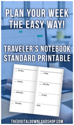 Traveler's Notebook Weekly Planner Printable- It's really easy to plan out your whole week if you have these TN regular/midori/standard size inserts in your notebook! | regular size inserts, midori size inserts, weekly planner printable #travelersNotebook #planner #DigitalDownloadShop