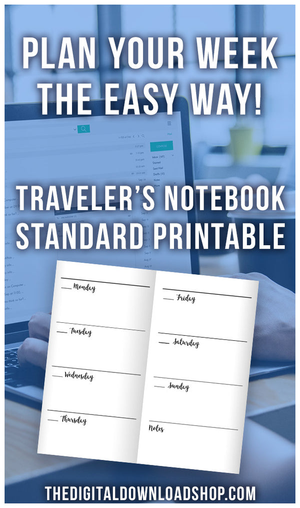 Traveler's Notebook Weekly Planner Printable- It's really easy to plan out your whole week if you have these TN regular/midori/standard size inserts in your notebook! | regular size inserts, midori size inserts, weekly planner printable #travelersNotebook #planner #DigitalDownloadShop