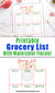 Grocery list printable with gorgeous watercolor florals. Use this grocery list template to break up your shopping list into categories for an easier time at the grocery store! 