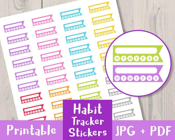 Weekly Habit Tracker Printable Planner Stickers - The Digital Download Shop