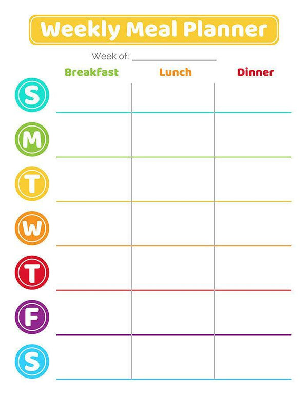 Weekly Meal Planner- Rainbow Circles - The Digital Download Shop