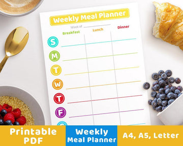 Weekly Meal Planner- Rainbow Circles