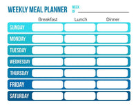 Weekly Menu Planner Printable- Blue Ombre - The Digital Download Shop