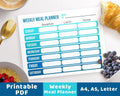 Weekly Menu Planner Printable- Blue Ombre