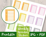 Weekly Spending Printable Planner Stickers - The Digital Download Shop