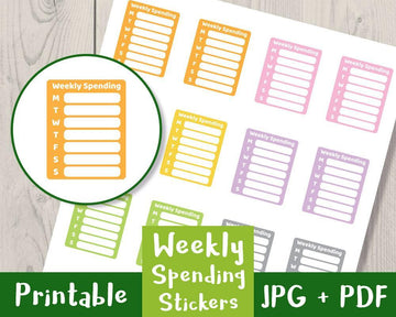 Weekly Spending Printable Planner Stickers