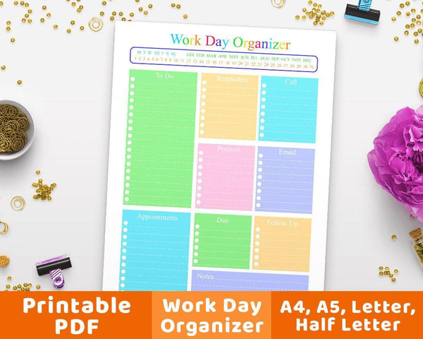 Work Day Organizer Printable - The Digital Download Shop