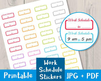 Work Schedule Printable Planner Stickers - The Digital Download Shop