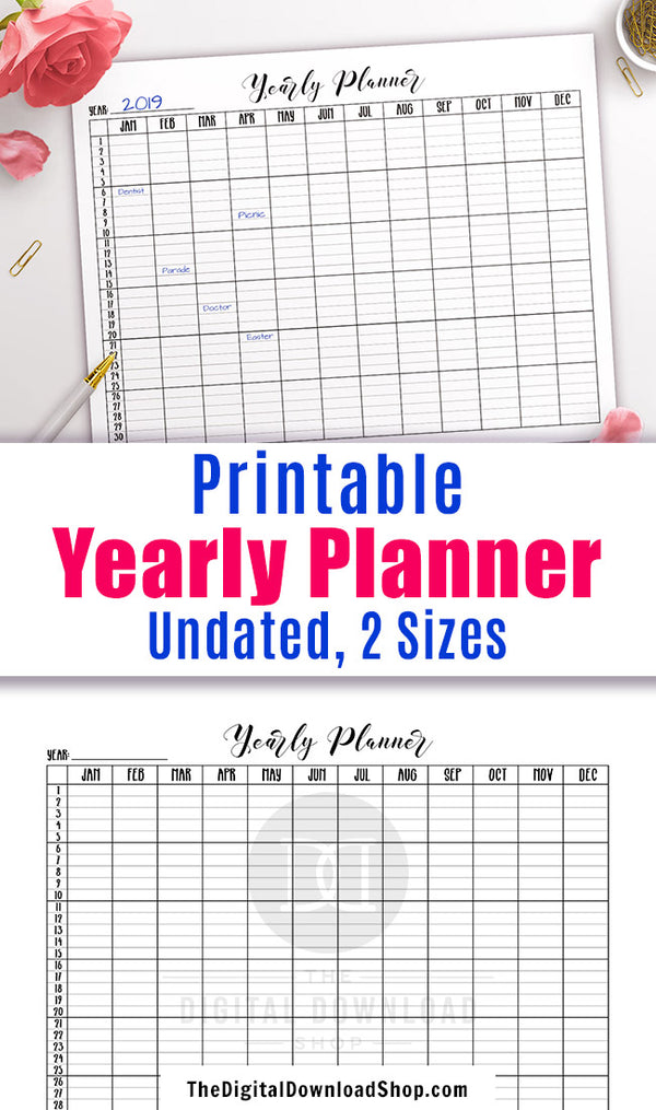 Yearly Planner Printable- Horizontal