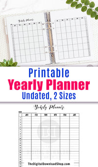 Yearly Planner Printable- Vertical
